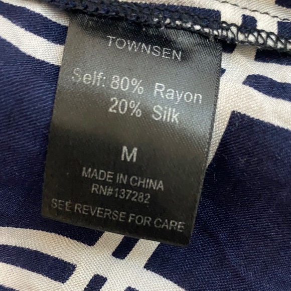 Blouse Top Medium Blue White - Picture 4 of 5